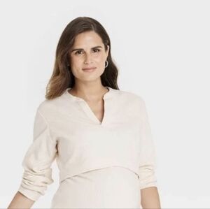 Ribbed Henley Maternity Top- NWT